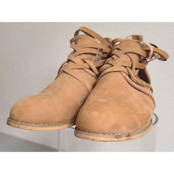 Coldwater‎ Creek Tan Brown Leather Ankle Boots US 10 Half Strappy Boho Bohemian - Picture 7 of 8